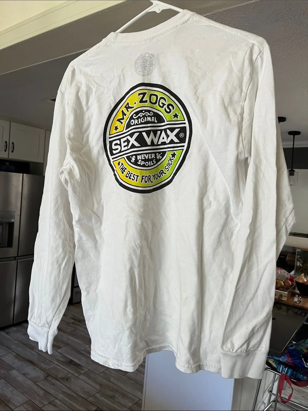 Mr. Zoggs Sex Wax White Long-Sleeve Crewneck Shirt - Picture 1 of 5